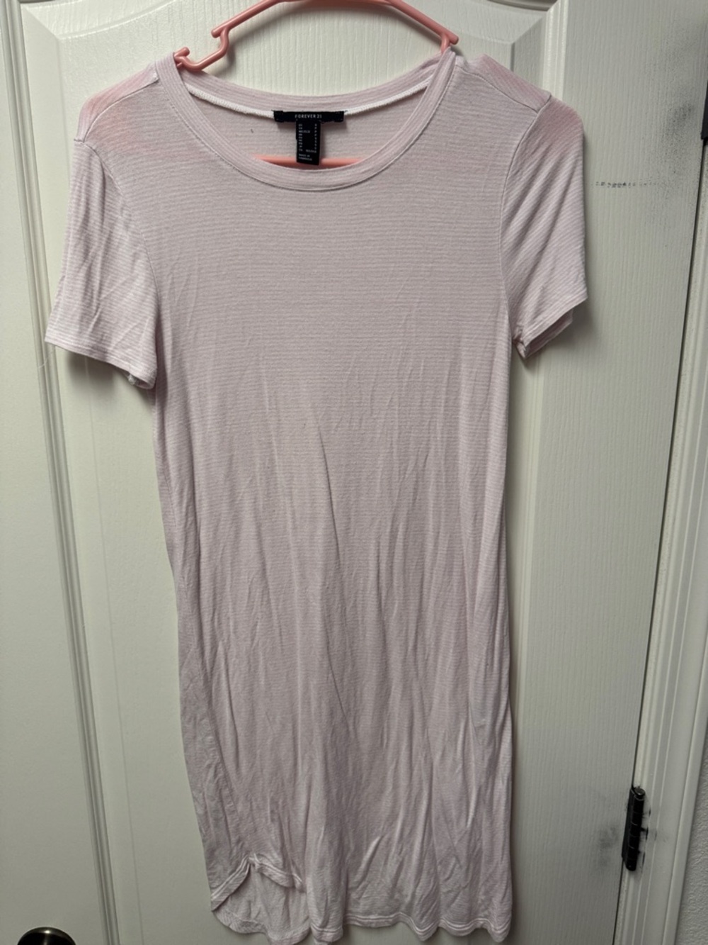 Forever 21 Pale Pink Ribbed T-Shirt Dress